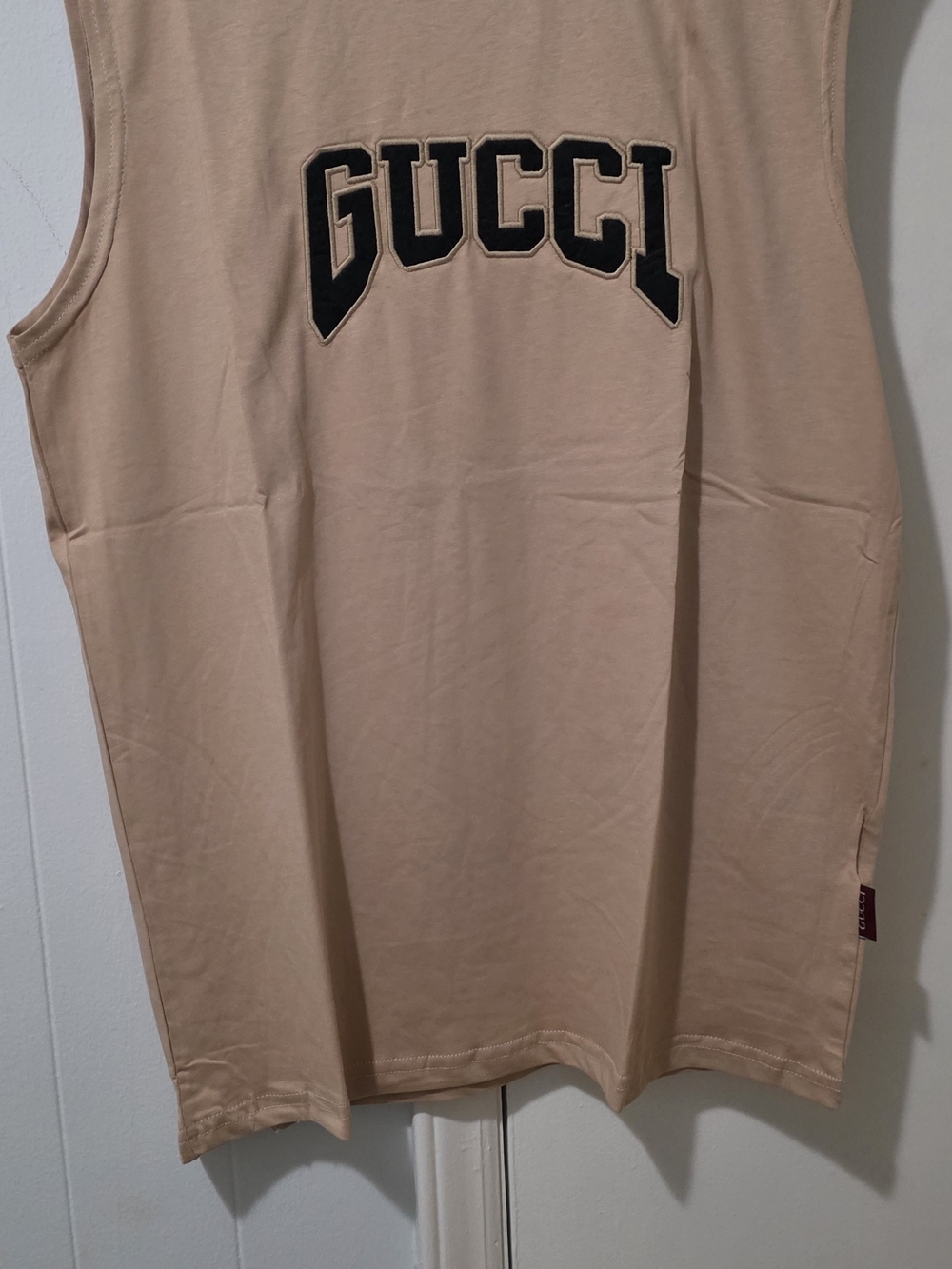 Gucci Pink-Beige Logo Sleeveless Tank